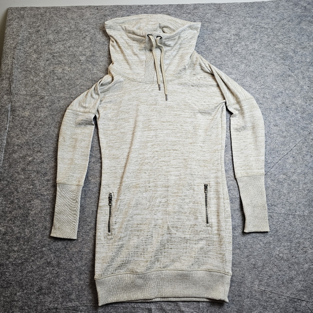 Athleta Sport It Cowl Neck Sweater Tunic Dress Heather Beige XS